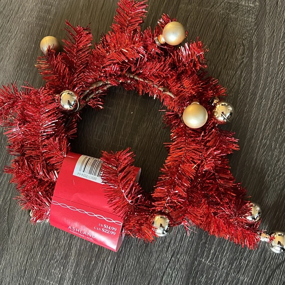 Ashland Red Tinsel Garland with Gold Accents